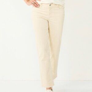 Croft & Barrow Straight Leg Corduroy Pants in Cream Preppy Neutral Women's 18A